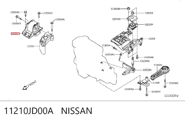 Правая подушка двигателя 11210JD00A Nissan/Infiniti