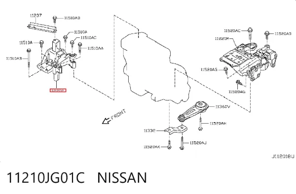 Правая подушка двигателя 11210JG01C Nissan/Infiniti