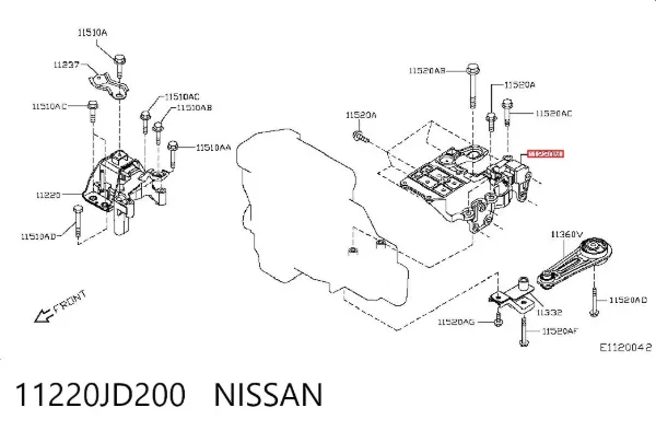 Задняя опора двигателя 11220JD200 Nissan/Infiniti