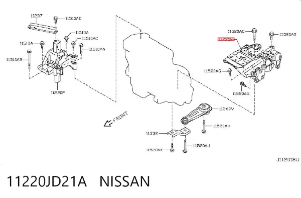 Задняя опора двигателя 11220JD21A Nissan/Infiniti