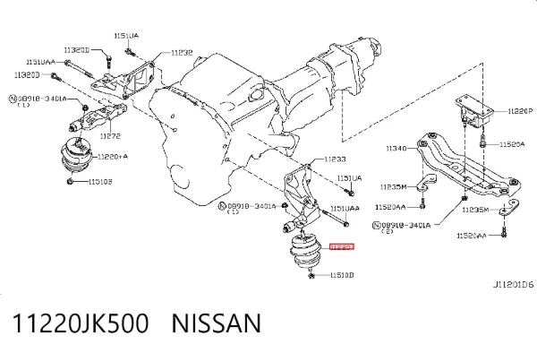 Левая/правая опора двигателя 11220JK500 Nissan/Infiniti