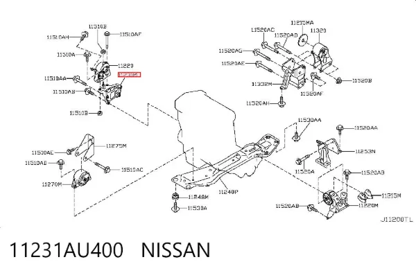 Кронштейн подушки (опоры) двигателя правой 11231AU400 Nissan/Infiniti