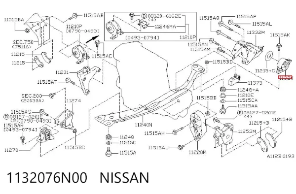 Задняя опора двигателя 1132076N00 Nissan/Infiniti