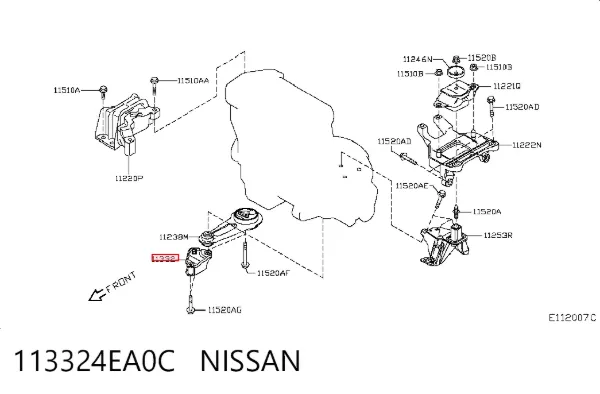 Кронштейн подушки (опоры) двигателя задней 113324EA0C Nissan/Infiniti