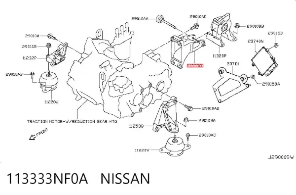 Кронштейн подушки (опоры) двигателя задней 113333NF0A Nissan/Infiniti