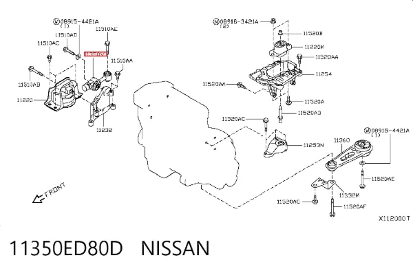 Подушка (опора) двигателя правая задняя 11350ED80D Nissan/Infiniti