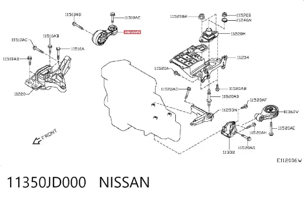 Правая подушка двигателя 11350JD000 Nissan/Infiniti