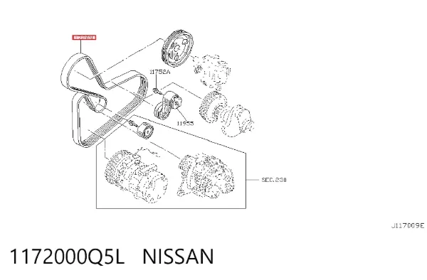 Ремень генератора 1172000Q5L Nissan/Infiniti
