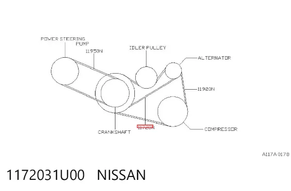 Ремень генератора 1172031U00 Nissan/Infiniti