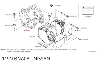Кронштейн компрессора кондиционера NISSAN 119103NA0A