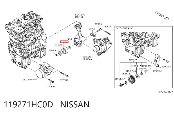 Натяжной ролик 119271HC0D Nissan/Infiniti