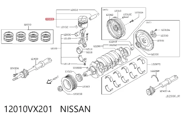 Поршни стандартные (комплект) 12010VX201 Nissan/Infiniti