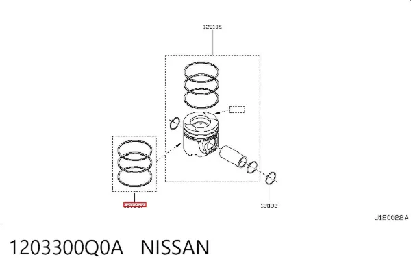 Кольца поршневые 1203300Q0A Nissan/Infiniti