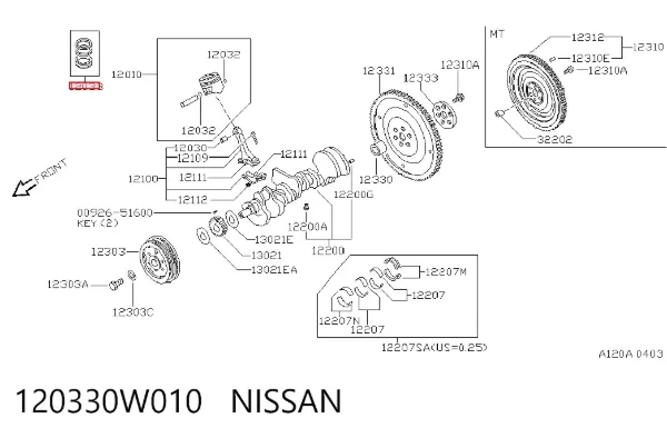 Кольца поршневые 120330W010 Nissan/Infiniti