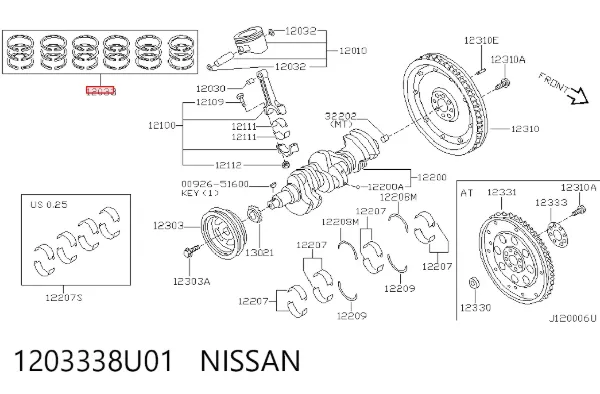Кольца поршневые 1203338U01 Nissan/Infiniti