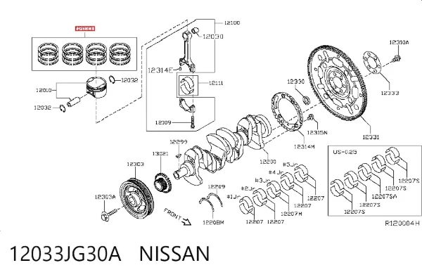 Кольца поршневые 12033JG30A Nissan/Infiniti