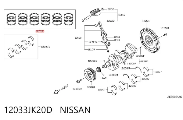 Кольца поршневые 12033JK20D Nissan/Infiniti