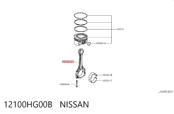 Шатун поршня двигателя 12100HG00B Nissan/Infiniti