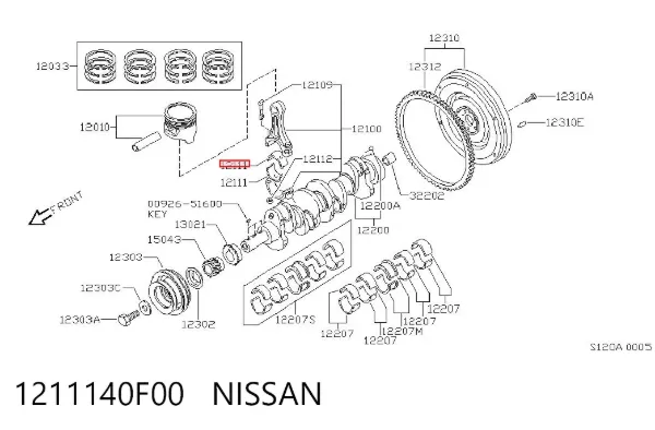 Вкладыши шатунные 1211140F00 Nissan/Infiniti