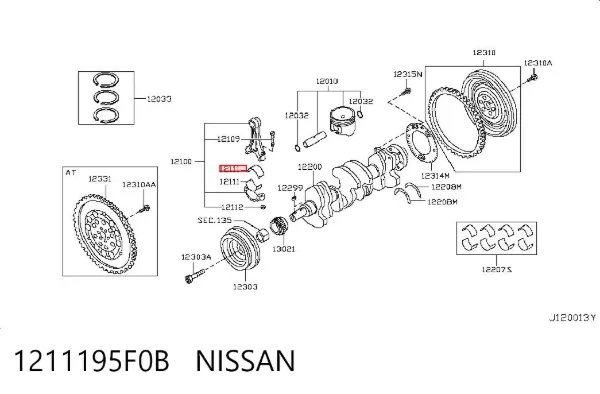 Вкладыши шатунные 1211195F0B Nissan/Infiniti