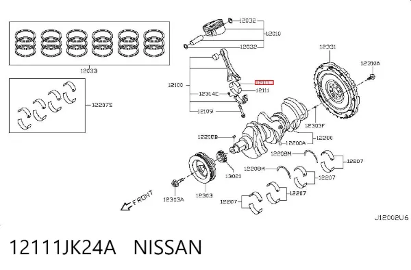 Вкладыши шатунные 12111JK24A Nissan/Infiniti