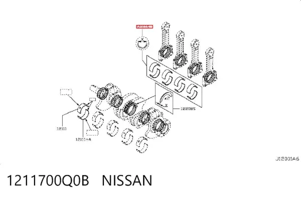 Вкладыши шатунные 1211700Q0B Nissan/Infiniti