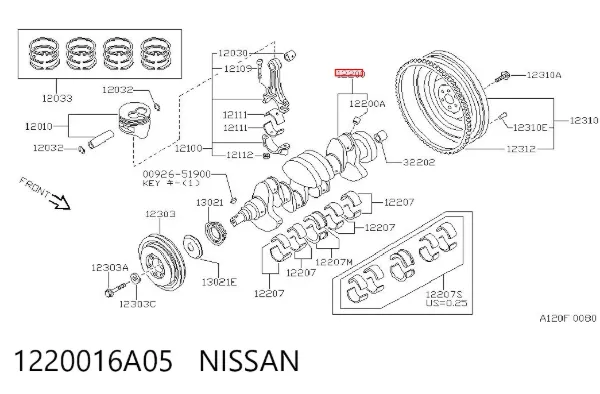 Коленвал 1220016A05 Nissan/Infiniti
