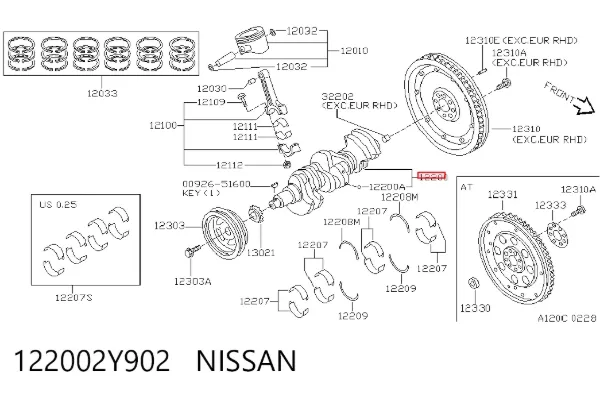 Коленвал 122002Y902 Nissan/Infiniti