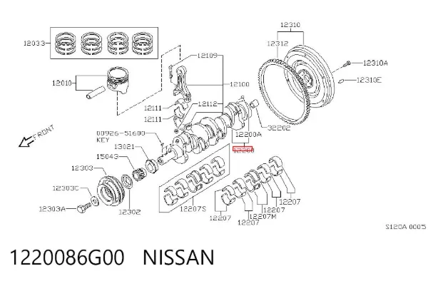 Коленвал 1220086G00 Nissan/Infiniti