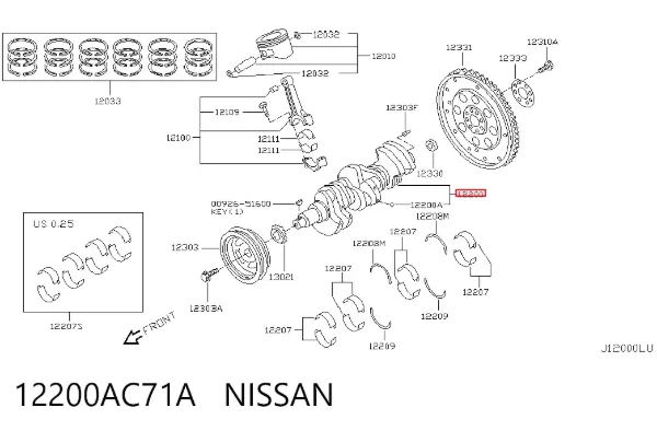 Коленвал 12200AC71A Nissan/Infiniti