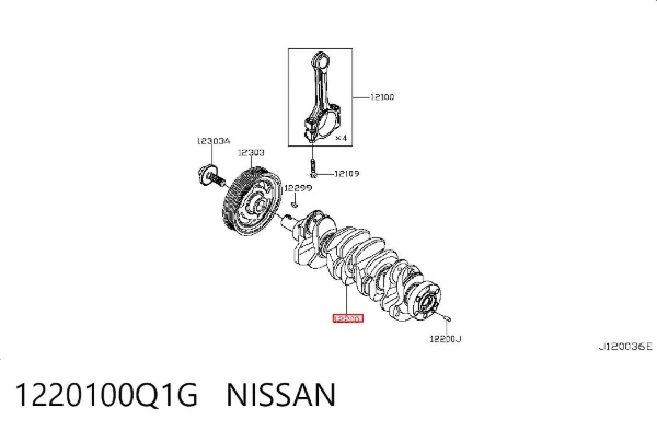 Коленвал 1220100Q1G Nissan/Infiniti