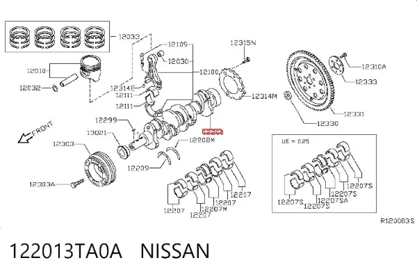 Коленвал 122013TA0A Nissan/Infiniti