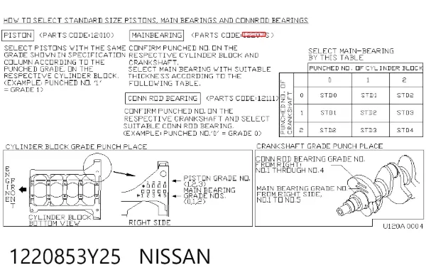 Вкладыши коленвала коренные, комплект, 1-й ремонт (+0,25) 1220853Y25 Nissan/Infiniti