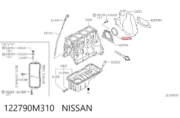 Сальник коленвала задний 122790M310 Nissan/Infiniti