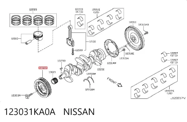 Шкив коленвала 123031KA0A Nissan/Infiniti