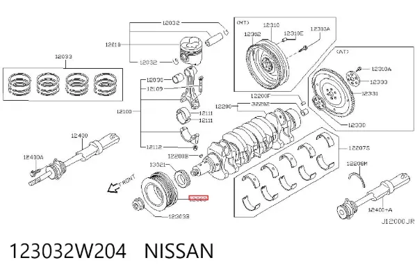 Шкив коленвала 123032W204 Nissan/Infiniti