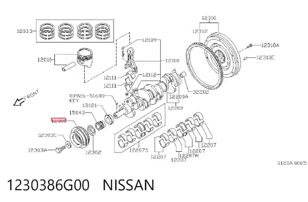 Шкив коленвала 1230386G00 Nissan/Infiniti