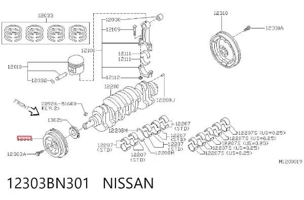 Шкив коленвала 12303BN301 Nissan/Infiniti