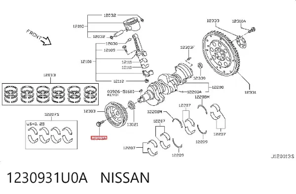 Болт шкива коленвала 1230931U0A Nissan/Infiniti