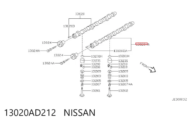 Выпускной распредвал двигателя 13020AD212 Nissan/Infiniti