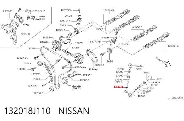 Впускной клапан 132018J110 Nissan/Infiniti