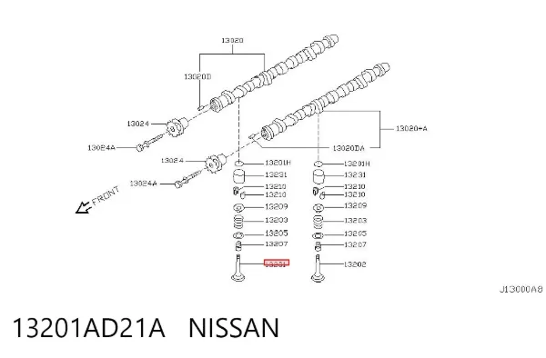 Впускной клапан 13201AD21A Nissan/Infiniti