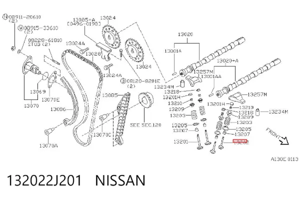 Выпускной клапан 132022J201 Nissan/Infiniti