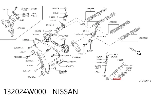 Выпускной клапан 132024W000 Nissan/Infiniti