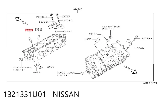 Направляющая клапана выпускного 1321331U01 Nissan/Infiniti