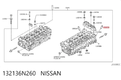 Направляющая клапана выпускного NISSAN 132136N260