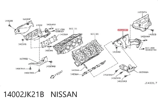 Коллектор выпускной левый 14002JK21B Nissan/Infiniti