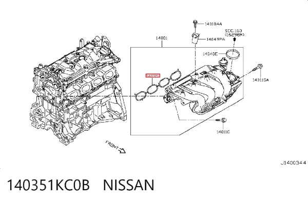 Прокладка впускного коллектора 140351KC0B Nissan/Infiniti