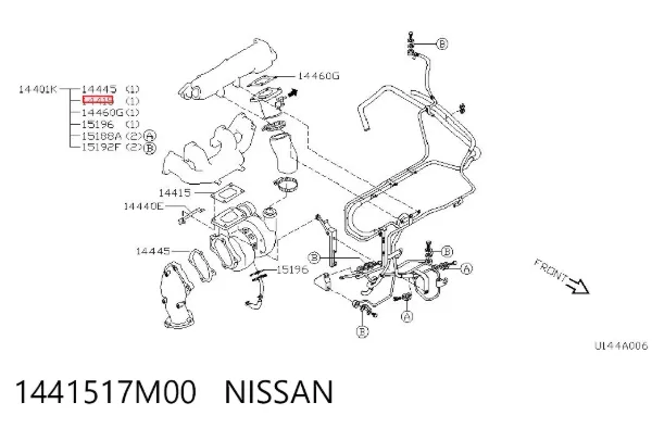 Прокладка турбины выхлопных газов, впуск 1441517M00 Nissan/Infiniti