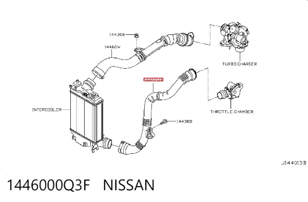 Патрубок интеркулера 1446000Q3F Nissan/Infiniti